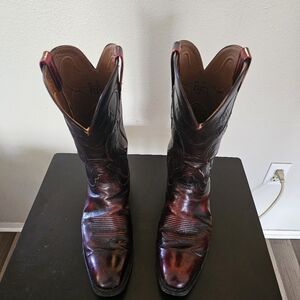Vintage Custom Black Jack Dark Cherry Leather Handmade in the USA Cowboy Boots